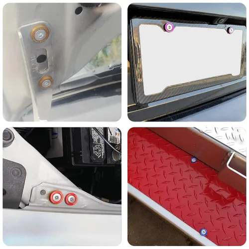 Miniatura 6 de JDMSPEED Kit de 20 Piezas de Arandelas de Guardabarros de Aluminio Billete CNC Cromado Neo para Vestir el Compartimento del Motor