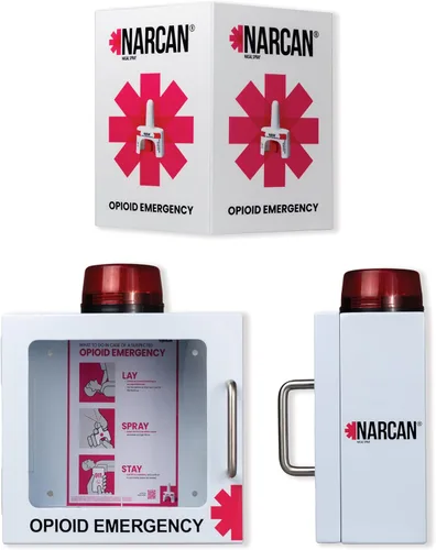Miniatura 4 de NARCAN Kit de unidad de pared con rociador nasal, incluye armario de pared con alarma, señalización de camino, póster de instrucciones de uso