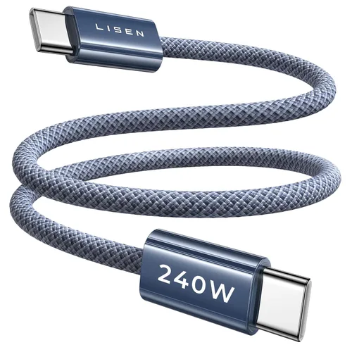 Miniatura 9 de LISEN Cable USB C a USB C, cable C a C de 240 W de carga rápida [1.6 pies, paquete de 2] cargador tipo C de carga rápida USBC a USBC cable para Negro
