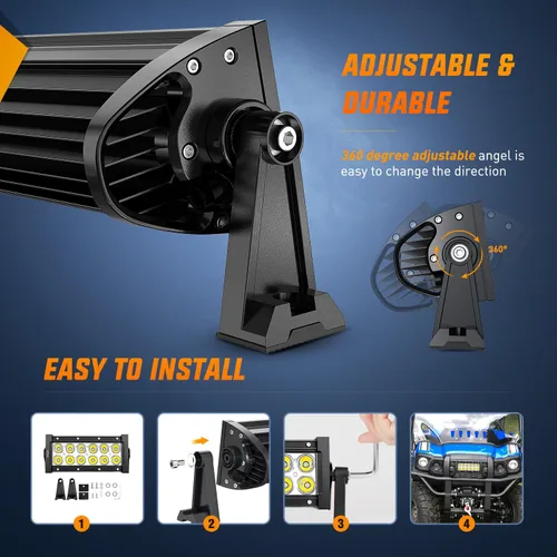 Miniatura 7 de Nilight Barra de luz LED, 2 unidades, 7.5 pulgadas, 36 W, 2520 lúmenes, LED, vainas LED antiniebla, parachoques de techo, trabajo todoterreno
