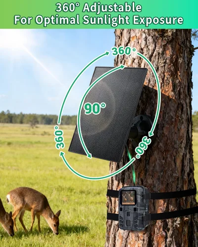 Miniatura 6 de Panel solar de cámara de sendero, cargador de panel solar de 3 W con batería de 5000 mAh y cable USB-C de 6 V y puerto de CC de 9.8 pies, panel