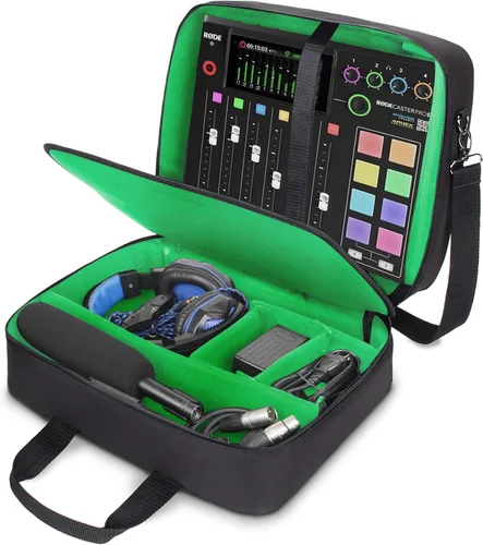 Miniatura 11 de USA Gear Funda para mezclador de audio, funda de viaje para mezclador de podcasts con interior resistente a los arañazos y almacenamiento