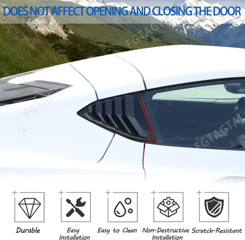Miniatura 4 de Cubierta de persiana lateral trasera compatible con Chevrolet Corvette C8 2020-2025, cubierta de ribete de persianas de ventana trasera, accesorios