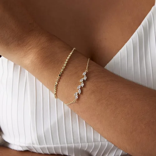 Miniatura 5 de MIDEEO - Pulseras chapadas en oro para mujer, juego de delgadas pulseras de cadena para combinar, de espiga, trenzada, de circonita cúbica
