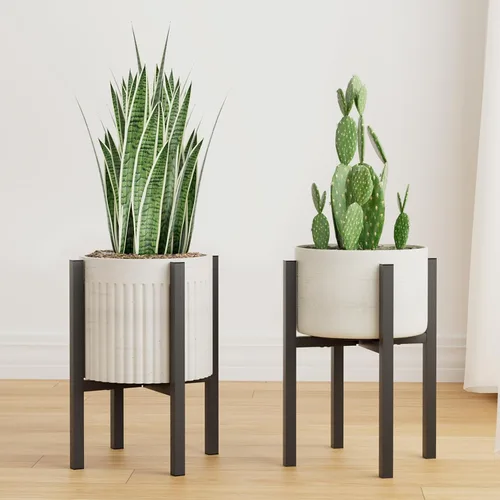 Linpla Paquete de 2 soportes ajustables de metal para plantas para interiores y exteriores, se adapta a macetas de 8 a 12 pulgadas, soporte moderno