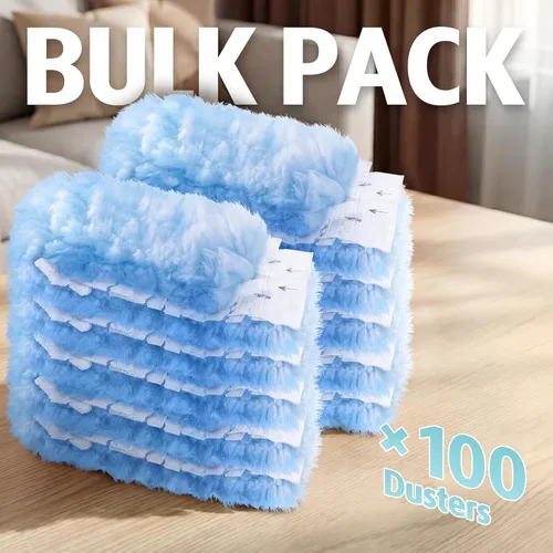 Miniatura 7 de Recambio de plumero para plumero Swiffer, 100 repuestos de plumero resistentes de 2 lados de 360°, 6 microfibras, plumeros desechables