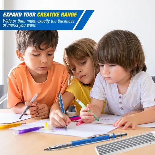 Miniatura 4 de Leda Art Supply - Juego de lápices mecánicos con 12 unidades 5B con grafito de repuesto y tajador para dibujos perfectos
