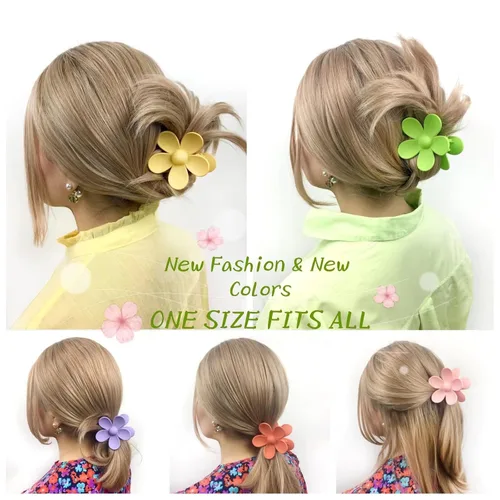 Miniatura 5 de Pinzas para el cabello de flores, 8 unidades, pinzas grandes para mujeres y niñas, cabello grueso y delgado, agarre fuerte, antideslizantes