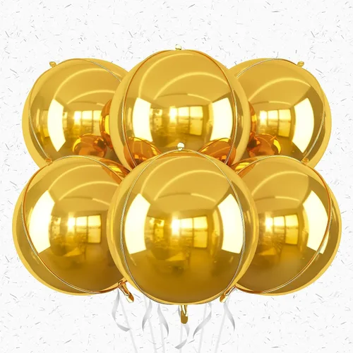 Miniatura 15 de 6 globos redondos negros de aluminio, globos redondos gigantes 4D, globo negro metálico de 22 pulgadas para Año Nuevo, cumpleaños, boda, graduación