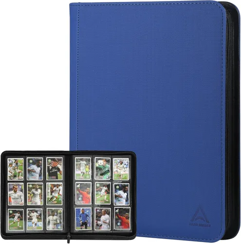 Miniatura 10 de Carpeta para tarjetas de 9 bolsillos, capacidad 540 con cierre de cremallera, de doble cara, resistente y elegante, protector de piel sintética