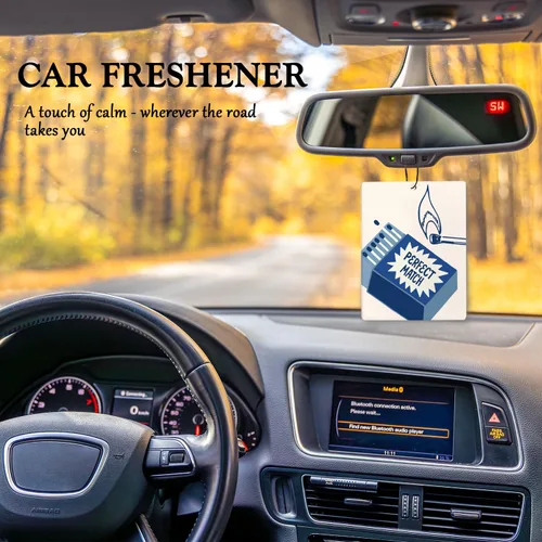 Miniatura 3 de Ambientador retro azul preppy para automóvil, moderno Good Times Ticket Matchbox Guest Check Ambientador colgante 3 piezas para coches, armario