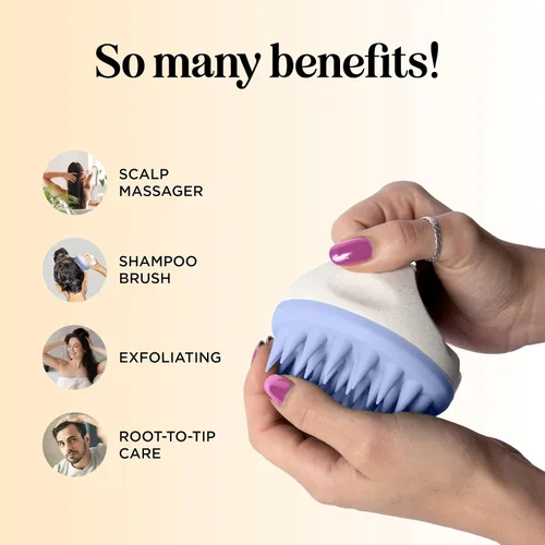 Miniatura 3 de Cepillo de champú y exfoliante para el cuero cabelludo, masajeador de cuero cabelludo de silicona suave, estimulador del crecimiento del cabello
