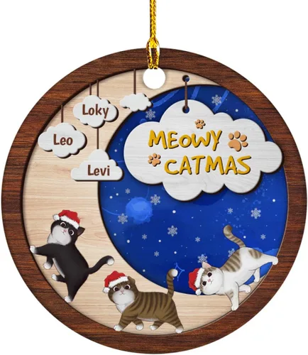 Miniatura 16 de Meowy Catmas - Divertido sombrero de Papá Noel con foto de gato, adorno de Navidad personalizado, regalos para gato, mamá, papá, lindo árbol