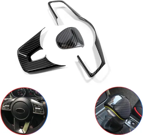 MUXEE 3 piezas de calcomanías interiores para volante para Kia Forte Cerato K3 2019 2020 2021 2022 2023 2024 – Accesorios interiores deportivos de