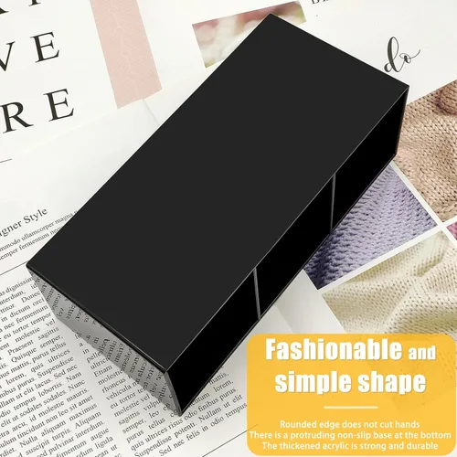 Miniatura 4 de Cerpourt Organizador de brochas de maquillaje negro, soporte de almacenamiento de brochas cosméticas de acrílico con 3 ranuras, soporte para lápices