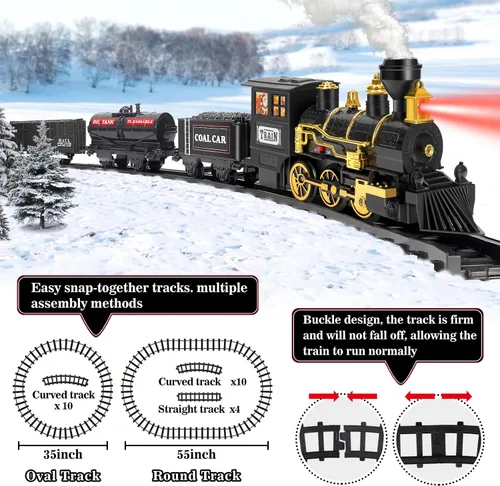 Miniatura 4 de Tren para Árbol de Navidad – Juegos de Tren de Navidad para Debajo del Árbol, Juguete de Tren Eléctrico con Vapor, Luz y Sonido, Ideal para Niños