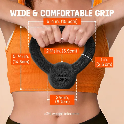Miniatura 2 de Yes4All Pesa rusa de hierro fundido, pesas rusas para entrenamiento de fuerza 5-80 libras (5, 10, 15, 20, 25, 30, 35, 40, 45, 50, 60, 70, 80 libras)