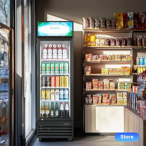 Miniatura 9 de BODEGA BODEGACOOLER Refrigerador Comercial Exhibidor de 9 Pies Cúbicos, Refrigerador Comercial Grande Negro con Puerta de Vidrio, Luz LED/Cerradura