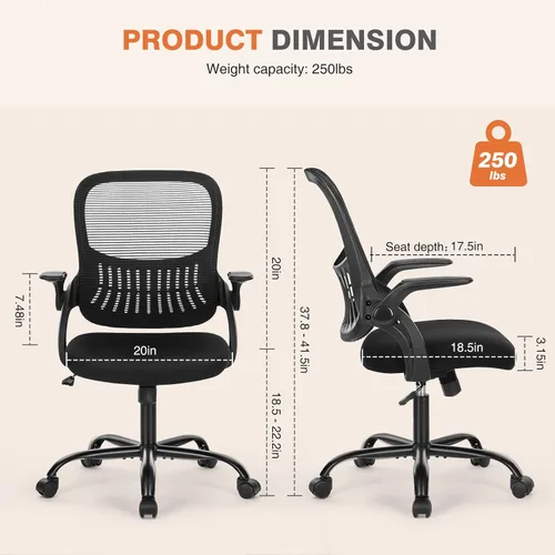 Miniatura 2 de Sweetcrispy Office Computer Desk Chair, Ergonomic Mid-Back Mesh Rolling Work Swivel Task Chairs with Wheels, Comfortable Lumbar Support, Comfy