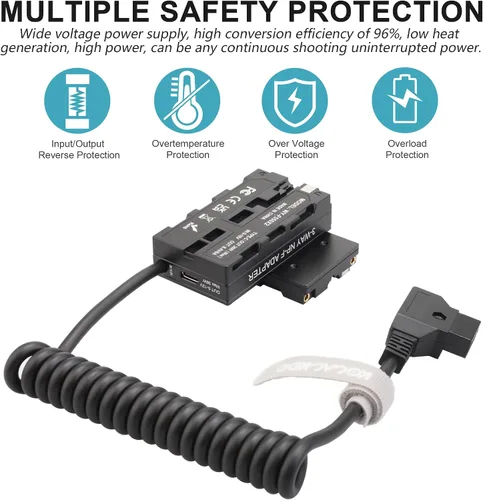 Miniatura 7 de D-Tap Ptap a doble cara NP-F550/970/570/770 Adaptador de corriente de batería ficticia (estructura cruzada) para monitor de campo, transmisión