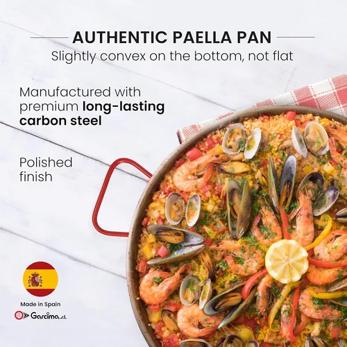 Miniatura 2 de Machika Carbono - paella 20 in - 50 cm y 14 Porciones, fabricada en Acero al Carbono, con hoyuelos para mayor resistencia y ligereza, ideal
