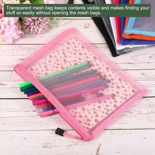 Miniatura 4 de YOKIVE Paquete de 6 bolsas de malla para cosméticos, estuches de nailon A4 Organizadores de viaje con cremallera, bolsa de maquillaje, ideal