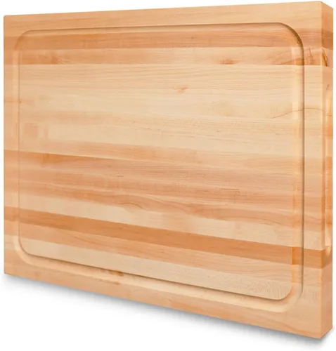 CONSDAN Tabla de cortar de madera para cocina, madera dura cultivada en Estados Unidos, 20 x 15, arce duro con mango interior invisible, preacabada