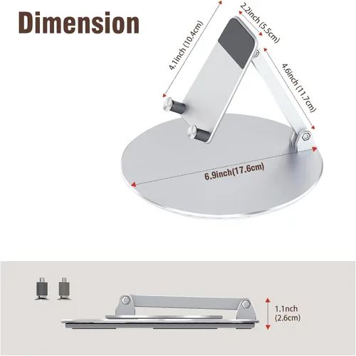 Miniatura 5 de Soporte giratorio e inclinable para Echo Hub, con base giratoria de 360°, soporte de escritorio para Alexa Hub, multiángulo, soporte de montaje