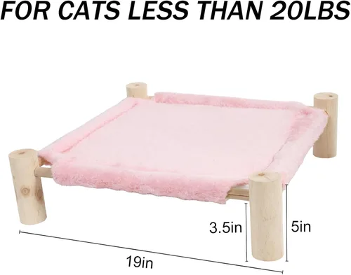 Miniatura 5 de Patas Lague Hamaca para gatos y perros, cama elevada para perros pequeños, cama elevada de madera para gatos y conejos, muebles para todas las Forro