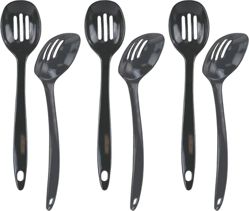 Miniatura 11 de Reston Lloyd Cuchara ranurada de melamina utensilio de cocina de alta calidad con mango ergonómico resistente al calor, plástico duradero sin BPA