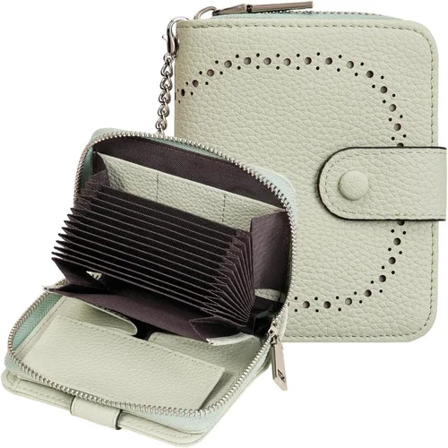 Miniatura 17 de GAEKEAO Cartera de cuero para tarjetas de crédito para mujer, bloqueo RFID, gran capacidad, plegable, con cremallera, organizador de tarjetas