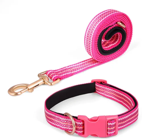 Miniatura 6 de Juego de collar y correa reflectante para perro, correa de nailon para perro con anillo en D de acero resistente, ajustable con hebilla de Cian