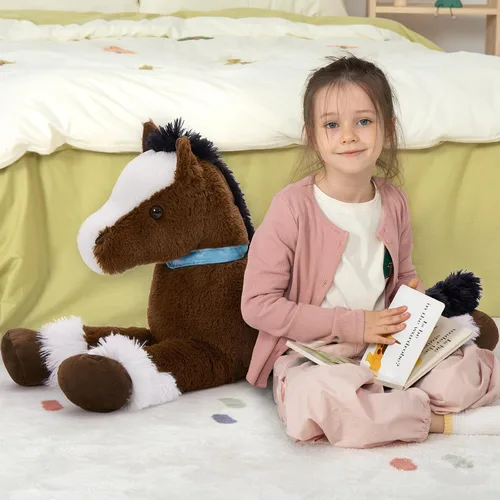 Miniatura 2 de MaoGoLan Peluche de caballo grande para niño, juguete de peluche de caballo grande para niña, poni montable de peluche para niños, almohada