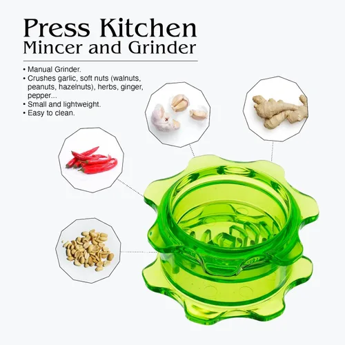 Miniatura 4 de Angel's Peel Lounge Picadora, preparación rápida manual de comidas - Herramientas de cocina para picar ajo, jengibre, hierbas, nueces (color verde)