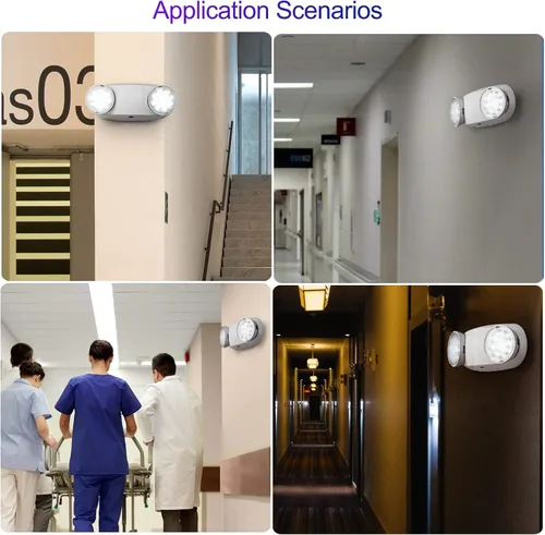 Miniatura 6 de TANLUX Luces de emergencia LED con batería de respaldo, luces de emergencia comerciales ajustables de dos cabezales, certificación UL, CA 120/277 V