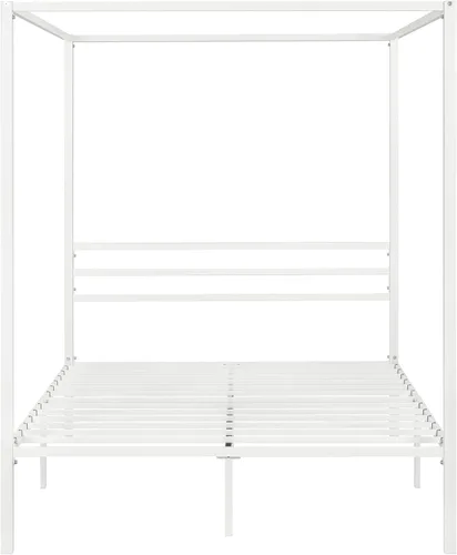 Miniatura 8 de SHA CERLIN Marco de Cama con Dosel de Metal Tamaño Queen/Base de Colchón con Soporte de Listones de Metal/No Necesita Somier/Fácil Montaje/Blanco