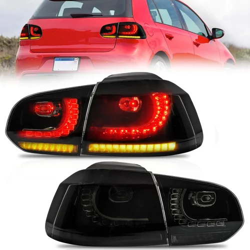 Miniatura 8 de VLAND Luces traseras para Golf 6ª generación 2010-2014, con señal de giro secuencial, rojo ahumado Rojo y ahumado