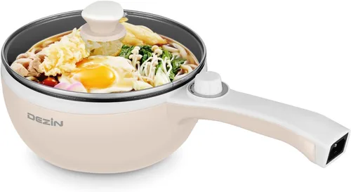 Dezin Olla Caliente Eléctrica Mejorada, Sartén Antiadherente, Olla Eléctrica Rápida para Fideos, Olla Caliente Portátil Mini de 1.5L para Bistec,