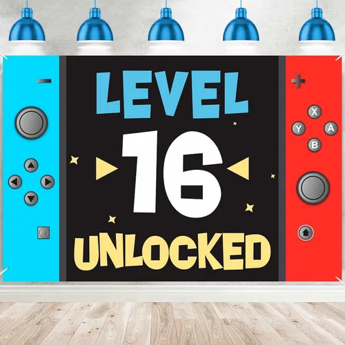 Miniatura 12 de Level 7th Unlocked Happy 7th Birthday Level Up Banner de fondo para cabina de fotos, accesorios de videojuego, decoración temática juvenil