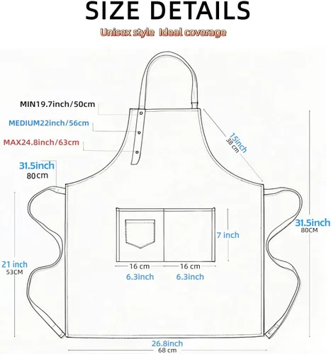 Miniatura 7 de Delantal de cocina para mujer y hombre, resistente al agua, para artista, barista, hornear, manualidades, catering, trabajo, con babero y grandes