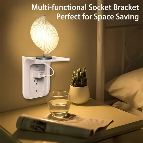 Miniatura 8 de Outlet Shelf, Bathroom Wall Holder with Built-in Cable Management, Wall Organizer for Smart Home Decor Space Saving Electric Toothbrush Use as Echo