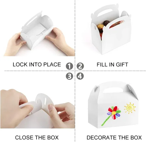 Miniatura 4 de ValBox Paquete de 30 cajas de regalo de papel blanco a dos aguas, caja de regalo para fiestas de cumpleaños de niños, boda, baby shower, 6.2 x 3.5 x