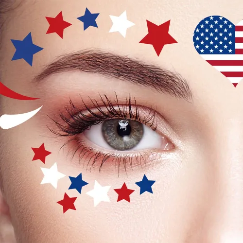 Miniatura 2 de Calcomanías temporales para tatuajes del 4 de julio, Día de la Independencia, 20 hojas de calcomanías de bandera, calcomanías de maquillaje