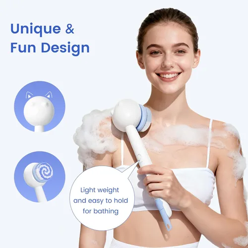 Miniatura 8 de Cepillo Eléctrico para Espalda de Ducha, Cepillo Corporal, Cepillo Corporal de Ducha Impermeable para Limpieza y Masaje, Cepillo de Baño Recargable