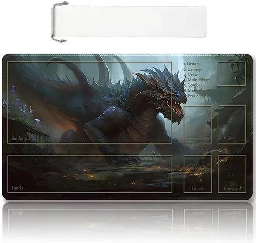 Miniatura 48 de Tapete de Juego MTG Premium Cosido con Zonas y Respaldo de Goma Antideslizante - Tapete de Juego TCG para MTG y Otros Juegos de Cartas - Diseño Dkt
