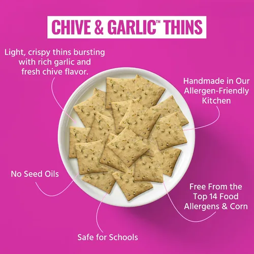 Miniatura 5 de Every Body Eat Galletas sin gluten, cebollino y ajo – Galletas de ajo, aperitivos veganos saludables, sin lácteos, galletas sin aceite de semillas