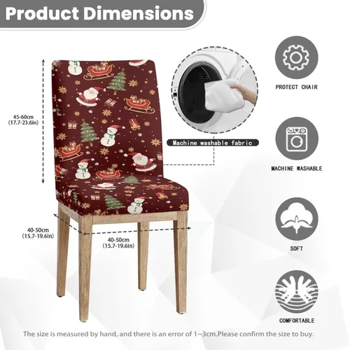 Miniatura 7 de HUGS IDEA Snowman Seat Covers for Dining Room Chairs Set of 2 Santa Claus Stretch Chair Slipcovers Protector Removable and Washable Kitchen Dining