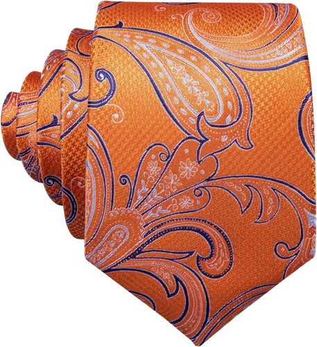 Miniatura 232 de Barry.Wang - Juego de corbata de seda para hombre, diseño de cachemira, pañuelo y gemelos de bolsillo