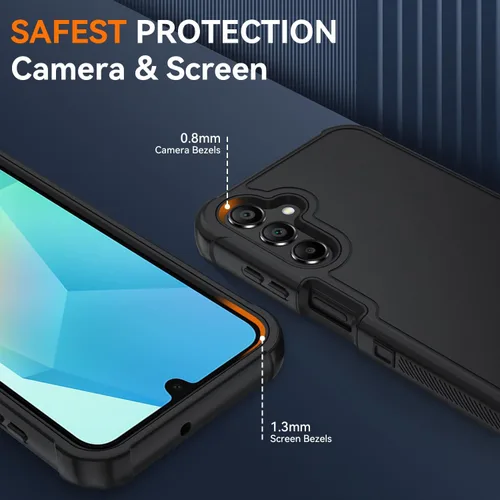 Miniatura 6 de Funda para Samsung Galaxy A16 5G: Cubierta de Teléfono a Prueba de Golpes de 3 Capas con Protector de Pantalla HD, Protección Híbrida Protectiva