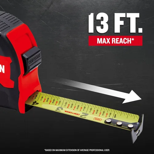 Miniatura 6 de CRAFTSMAN Cinta métrica de 30 pies con marcas de fracción, retráctil (CMHT37445S)